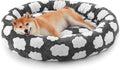 JOEJOY Donut Dog Bed Medium Size, Cute Round Calming Pet Bed with Removable Washable Cover, Orthopedic Cat Puppy Bed with Jacquard Shaggy Plush & Non Skid Bottom