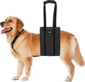 AIITLE Adjustable Anti-Slip Dog Lift Harness with Detachable Collar - Reflective Plush Dog Carrier Sling for Large Dogs, Rear Leg Support for Arthritis, Injury& Elderly Canines (Black, L)