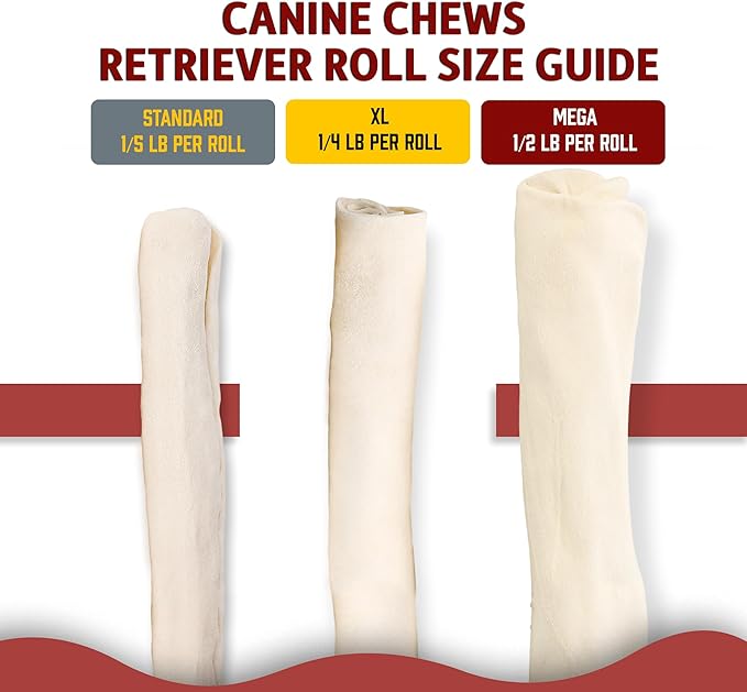 Canine Chews 10-11" MEGA Retriever Rolls (10 Pack) Natural Rawhide for Big Dogs - Long-Lasting Dog Chew Treats for Aggressive Chewers - Odor-Free - Extra-Large