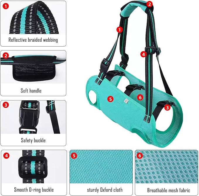 Dog Lift Harness, Full Body Support Sling，Adjustable Handle & Open Crotch Design for Senior, Disabled, Injured Dogs, Help with Walking, Climbing Stairs, Car Travel(Black,Large)