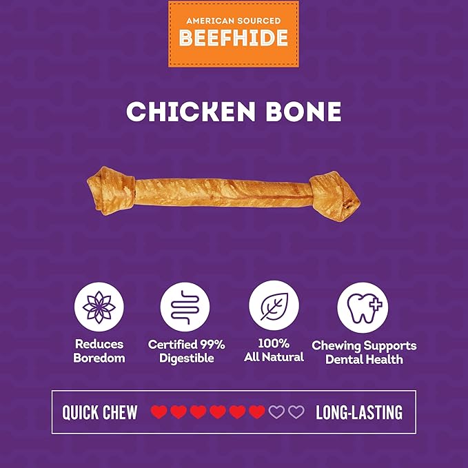 American Beefhide Bones 21-22" Dog Chew Treats - Chicken Flavor, I Count/1 Pack