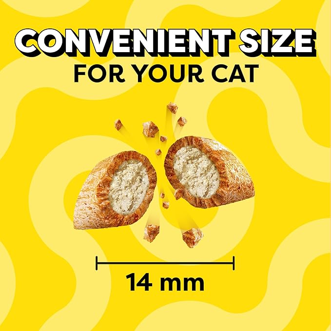 Temptations Jumbo Stuffed Cat Treats, Crunchy and Soft Cat Treats, Tasty Chicken Flavor, 2.5 oz. Pouch (Pack of 12)
