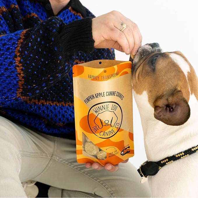 Winnie Lou Organic Dog Treats – Natural Dog Biscuits, USA Made, Organic Ingredients, Clean, Sensative Stomach, All Breed Sizes, High Protein, Hypoallergenic, Pumpkin Apple Canine Cookies (Pack of 2)
