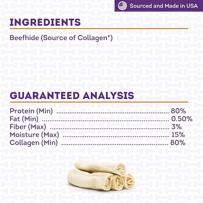 USA Collagen Rolls 6-7" Dog Chew Treats - Natural Flavor, 4 Count/1 Pack