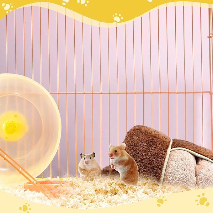 Wenqik 2 Pcs Guinea Pig Hideouts Guinea Pig Bed Washable Bunny Bedding Cuddle Warm Small Pet Sack Supplies Portable Pet Carrier Cage Nest Accessories for Cage(Dark Brown, Light Coffee,Plain)