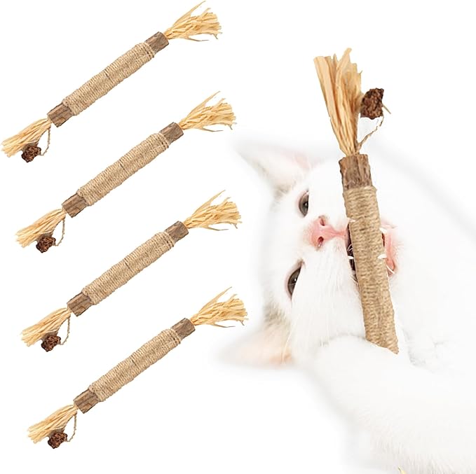 SunGrow Silvervine Sticks with Gall Fruit for Cats, Delicious Pet Snack for Kittens, Rabbits, Dogs, Oral Care Companion, Teething Chews, Chewing Treats with Bell, 7.7” (h) x 0.8 “(w), 5 Pieces