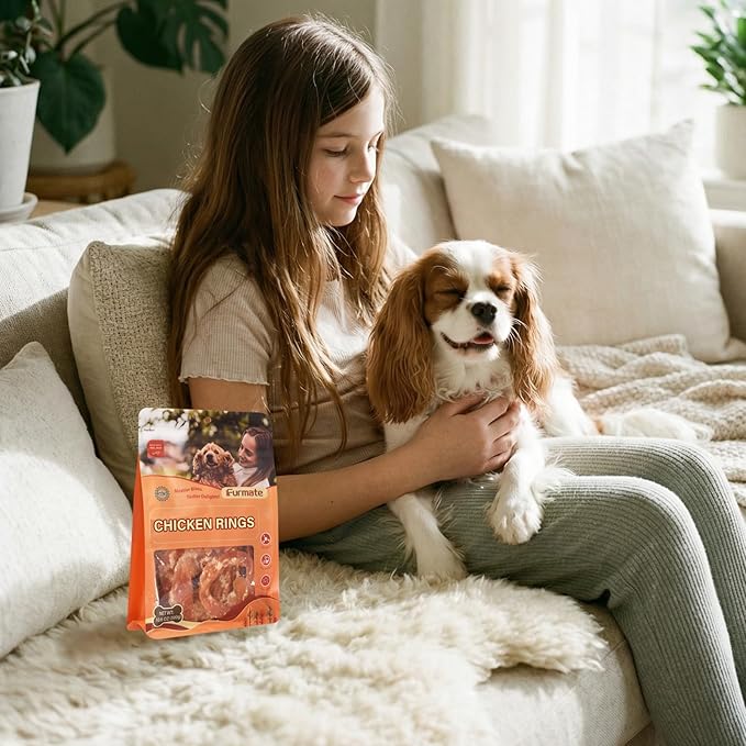 Dog Treats Chicken Jerky Rings, Natural Chicken Breast w/Taurine, Rawhide-Free High-Protein Long-Lasting Chewy Training & Rewards Dog Snacks for Small Medium Large Dogs,10.58 oz