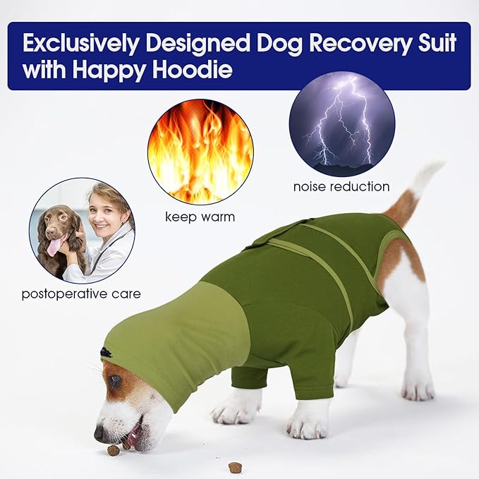 FUAMEY Dog Surgery Suit Female Spay, Anti Licking for Dogs, Turtle Neck Surgical Recovery Suit Male Neuter Suit, Alternative to Cone for Dog, Puppy Onesies for Surgery Recovery Small Dogs (Green, XS)
