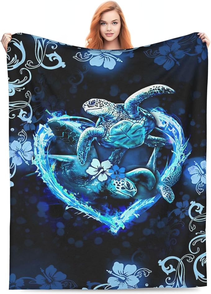banonaty Turtle Blanket Sea Turtle Throw Blanket Cozy Fleece Flannel Plush Bedding Quilt Sea Turtle Gifts for Women Men Boys Girls Adult for Couch Sofa Bed Decor 40"X50"