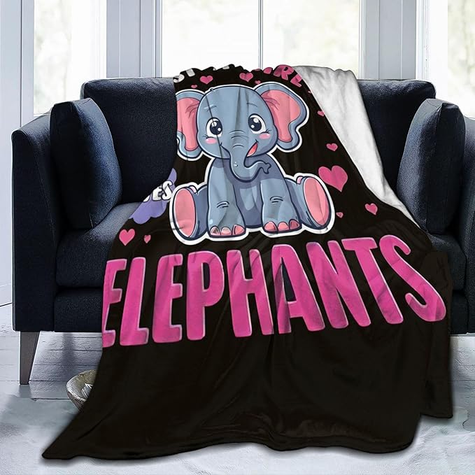 Just A Girl Who Love Elephants Blanket Funny Bady Elephant Decor Throw Blanket Gifts for Girls Boys Super Warm Soft Plush Fleece Flannel Blanket Couch Bedding Blanket for Adults Kids Women Men 80"X60"