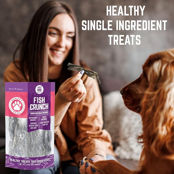 Cod Skins Dog Training Treats – All Natural & Healthy Fish Skin Snacks for Dogs Boost Their Coat and Oral Health with Delicious Savory Sticks