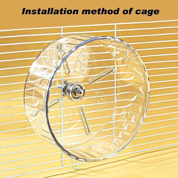 Hamster Exercise Wheel,Super-Silent Small Animals Exercise Wheels,Quiet Hamster Running Wheels with Adjustable Stand for Hamsters,Gerbils,Rats,Other Small Pets(Transparent, 7 inch)