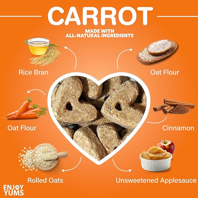 Carrot Dog Treats – 1 lb Bag – All-Natural, Low Sugar, Crunchy Baked Biscuits – Vet-Approved Snacks for Dogs – Made in USA