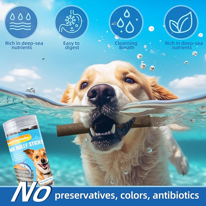 Tuna Sticks for Dogs – Natural Dental Chews with Deep Sea Nutrients & Herbal Extracts, Training Dog Treats for Puppies & Dogs, Promotes and Freshens Oral Health & Appetite Stimulation, 100g/3.5oz