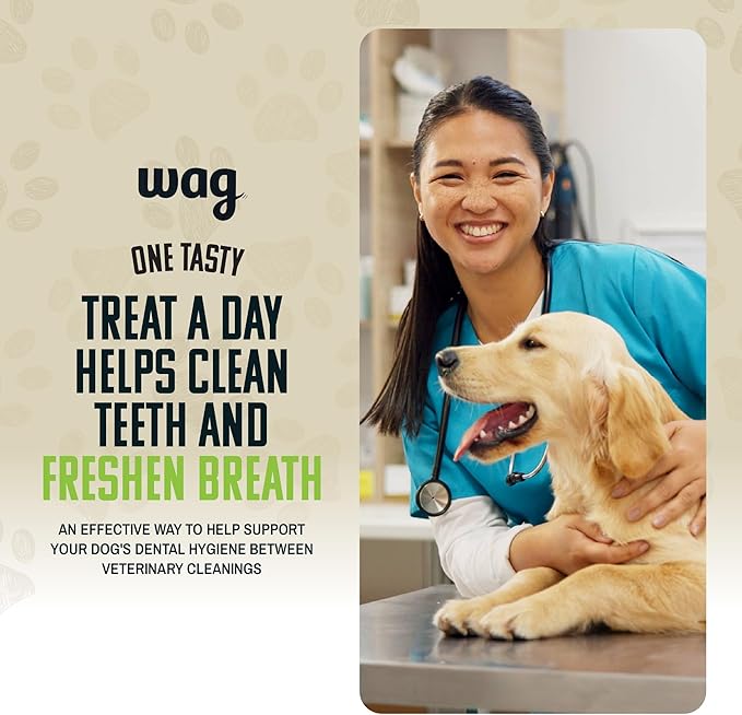 Amazon Basics Dental Dog Treats to Help Clean Teeth & Freshen Breath for Large Dogs, Unflavored, Per Pack: 24 Count, 2.25 pounds (Previously Wag)