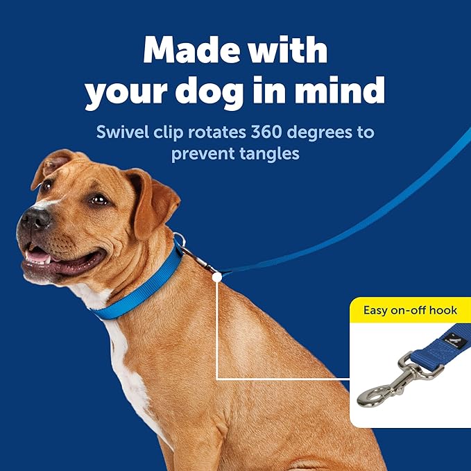 PetSafe Nylon Leash - Chew-Resistant Cat & Dog Behavioral Training Leash - Compatible with Easy-Walk Harness - Traditional-Style Reliable Pet Lead with a Padded Hand Wrap - 1" x 4' - Royal Blue