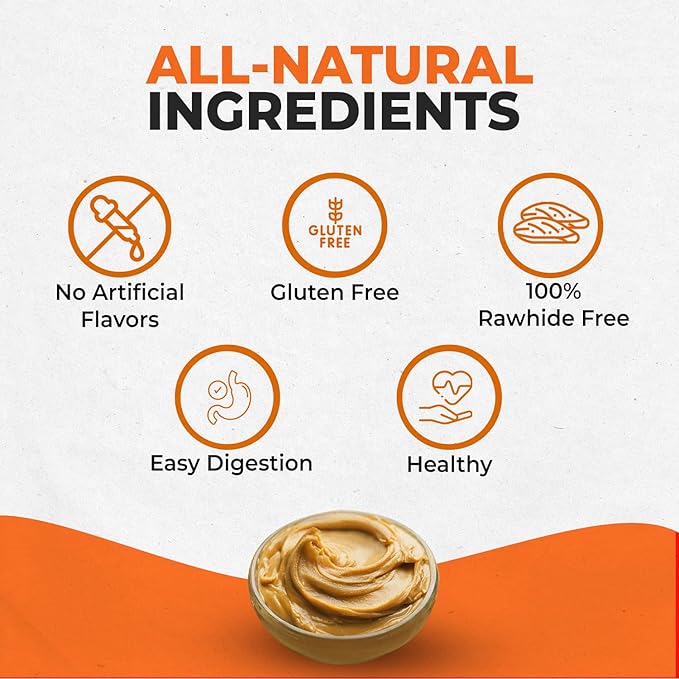 Canine Naturals Peanut Butter Chew - 100% Rawhide Free Dog Treats - Made with Real Peanut Butter - All-Natural and Easily Digestible - 6 Count of 2.5 Inch Mini Rolls for Dogs Under 20lbs