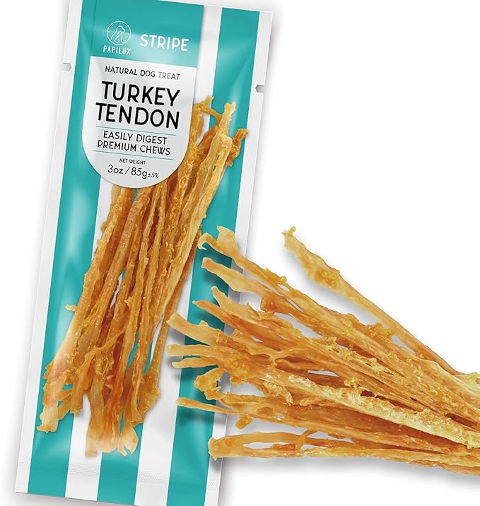 PAPILUX Turkey Tendon for Dogs, Hypoallergenic, All Natural Easily Digest Dog Chew Treat