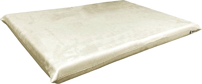 Dogbed4less 2 Pack Gel Cooling Memory Foam Dog Bed for Medium Large Pet with Waterproof Internal Cover, Microsuede Khaki 34X27X3 Inches