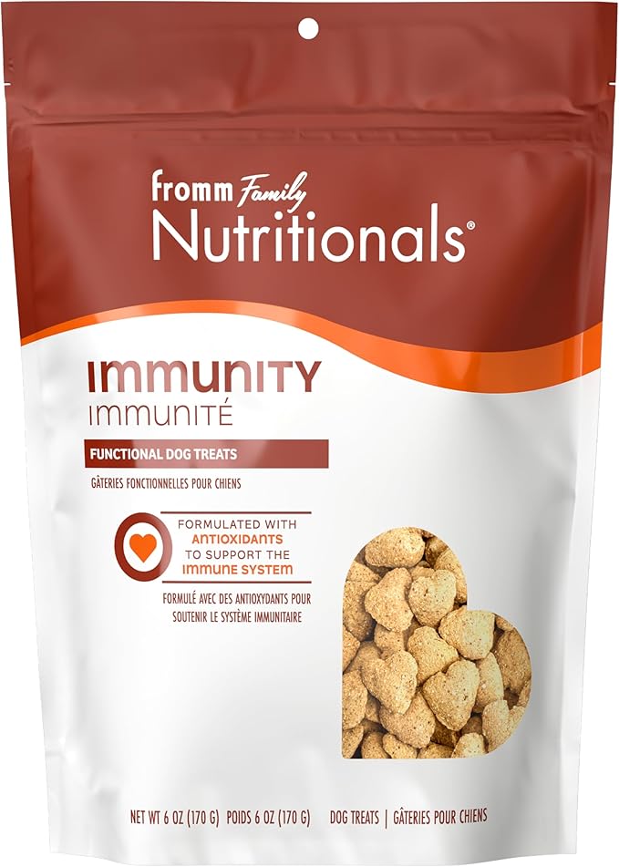 Fromm Family Nutritionals Immunity Functional Dog Treats - Premium Dog Treats for Immune Support - Contains Cranberry, Blueberry, Turmeric, Cinnamon, Vitamin C & Vitamin E - 6 oz Bag