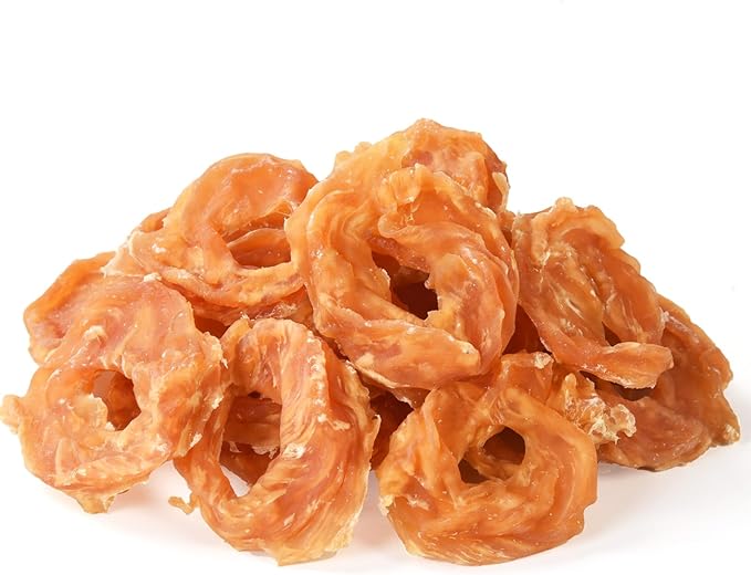 Dog Treats Chicken Jerky Rings, Rawhide-Free Grain-Free Real Dried Tenders Natural Chicken Breast Dog Chewy Training Snacks for Small Medium Large Dogs Large Pack, 10.6 oz