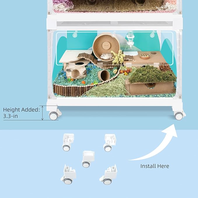 Niteangel Stacker Hamster Cage Accessories - Stacker Cage Wheels or Stacking Holders or Replacement Glass Board for Hamster Gerbil Mice Degu Or Other Small-Sized Pet