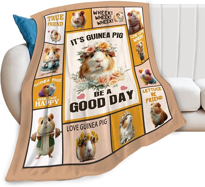 Guinea Pig Throw Blanket Guinea Pig Stuff Gifts for Kids Girls Boys Adults Women Men Soft Cozy Warm Plush Fluffy Fuzzy Fleece Blanket Decor 50''X60''