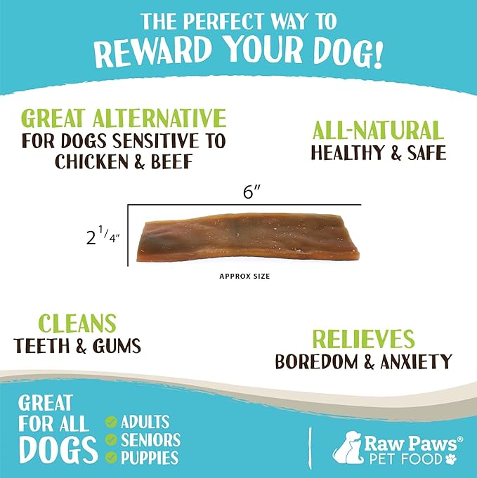 Raw Paws Camel Skin Chews for Dogs (15-Count) - Rawhide Free Dog Chew Long Lasting - Support Dog Anxiety Relief - Bully Stick Alternative