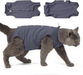HEYWEAN Cat Recovery Suit Soft Onesie After Surgery for Female Male Cats Breathable Spay Abdominal Wound Protection Cone Alternative (Grey, Medium)