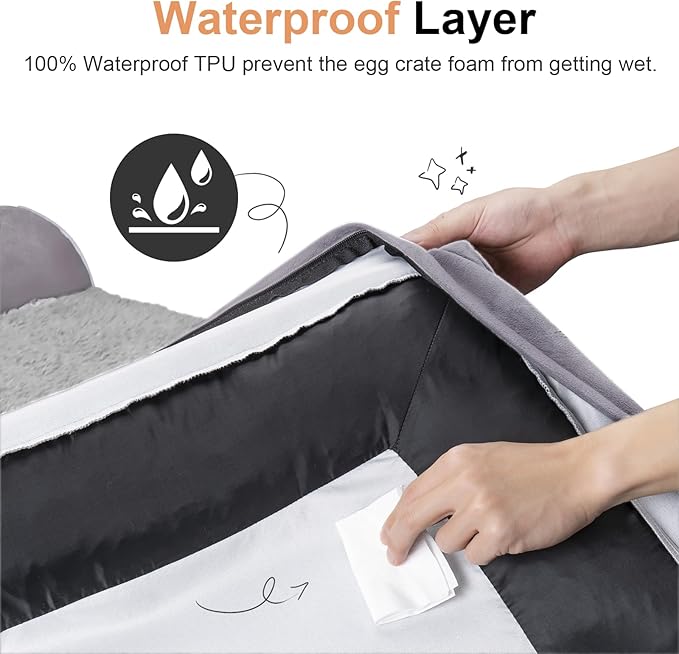 Medium Large Dog Bed Orthopedic Washable: Beds Bolster Medium Large Sized Dog Bed Egg Crate Foam Couch Sofa Waterproof with Removable Cover - Purple