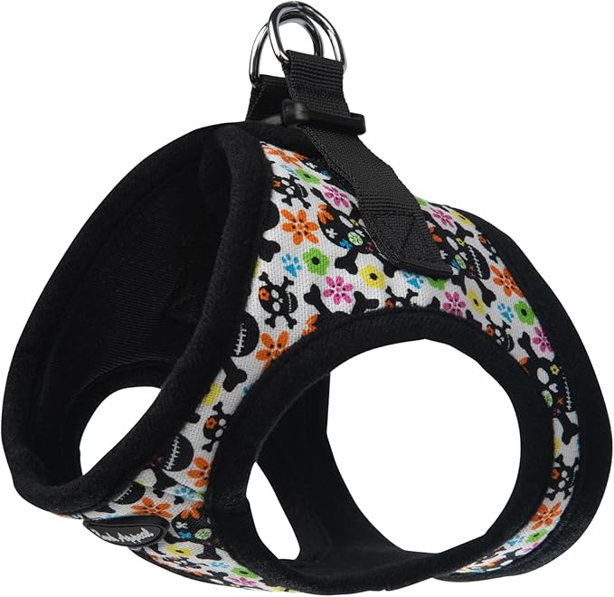 Bark Appeal Skull Multi Step-in Dog Harness for Extra Small Sized Pets – Updated Sizing, Re-Measuring is Essential – Soft Vest Harness – Anti-Choke with Adjustable Strap & Heavy Duty Clip – XXS
