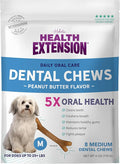 Health Extension Peanut Butter Dental Bones for Dogs, 8 Medium Bones – Supports Dental Health, Delicious Flavor, Ideal for Puppy Training