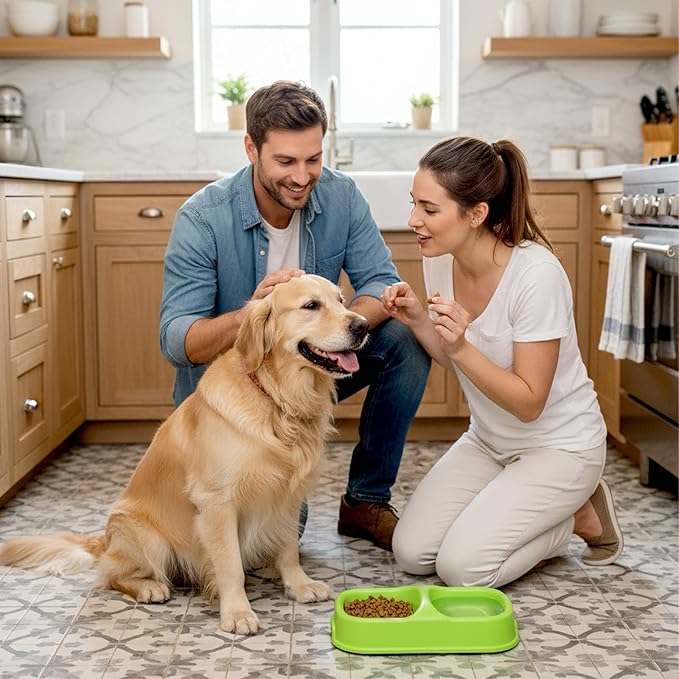 12 Pcs Plastic Double Cat Dog Food and Water Bowl Set Anti-Spill Anti-Skid Pet Feeding Dish for Cats Dogs Puppies Kennel Cattery, 3 Colors