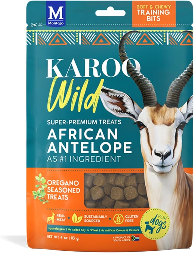 Karoo Wild Training Bits Oregano Seasoned Treats for Dogs – 4 oz – Soft & Chewy Protein Bits Made with African Antelope – Great for On-The-Go Rewards & Positive Reinforcement