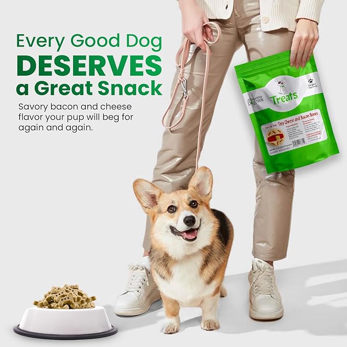 Healthy Dogma Cheese & Bacon Dog Treats | Savory Cheese & Bacon Flavor Tiny Bones | All-Natural, Wholesome Ingredients | Tasty & Nutritious Dog Snacks (24 oz (1 lb 8 oz))