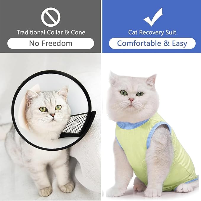 cat Recovery Suit Soft Cat Surgery Recovery Suit Female Cat Onesie for Cats After Surgery,Cone E-Collar Alternative Anti-Licking Protective Outfit Pet Surgical Recovery Pajama Suit