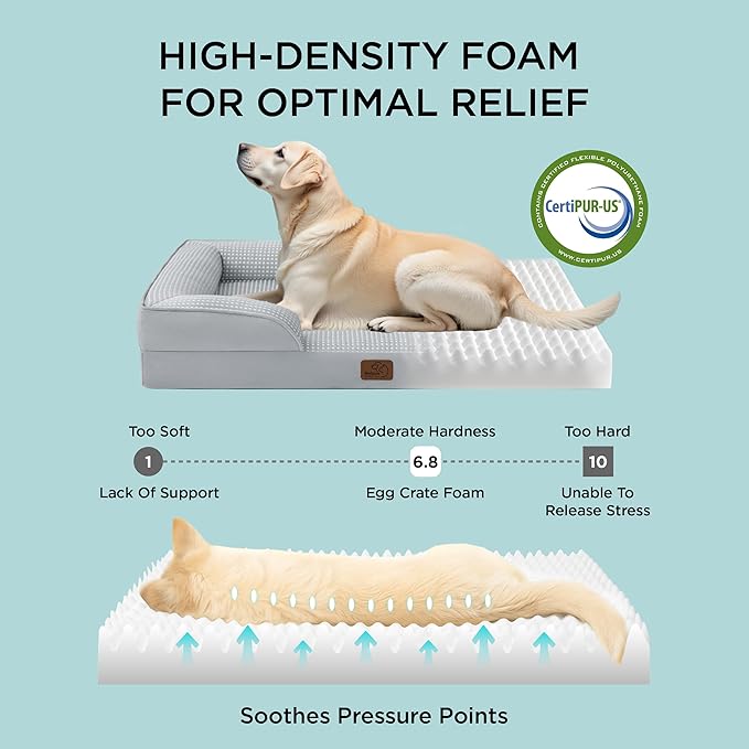Bedsure Cooling Dog Bed Medium Size Dogs - Orthopedic Medium Dog Cat Cooling Bed Washable, Pet Couch Sofa with Waterproof Removable Cover, Pets Bed with Nonskid Bottom, Cooling Blue, 28"