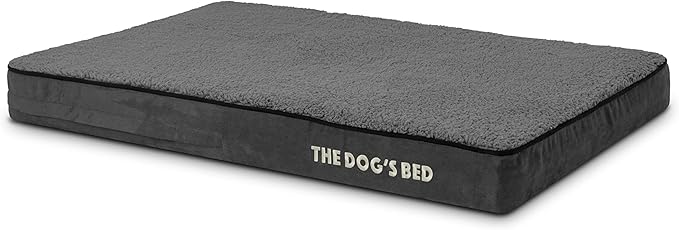 The Dog’s Bed Orthopedic Memory Foam Dog Bed for Large Dogs, Waterproof Washable Cover, Anti-Slip Base, Calming Surface – CertiPUR-Certified Foam, Grey Plush, 4 Inch Thick