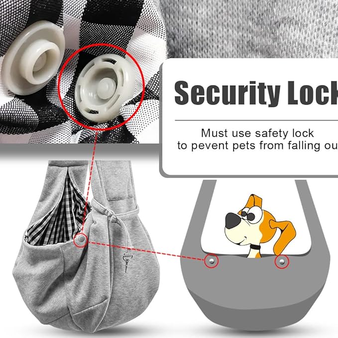 Tomkas Small Dog Sling Carrier - Cat Sling Carrier - Classic Pocket & Classic Strap - for 2-7 lbs Pets(Grey)