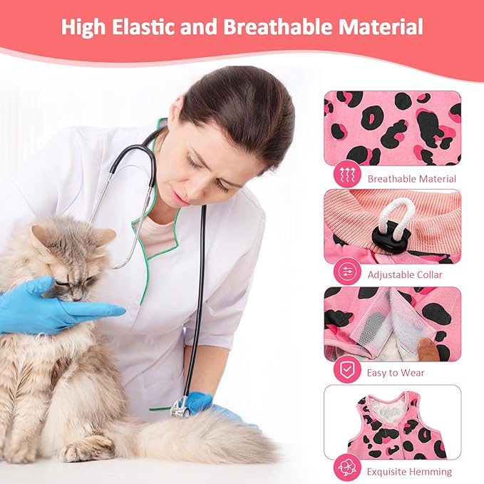 2 PCS Cat Recovery Suit for Spay Abdominal Wounds Cat Onesie for Cats After Surgery Recovery Suit Female Breathable E-Collar Alternative Kitten Onesie Anti Licking Small