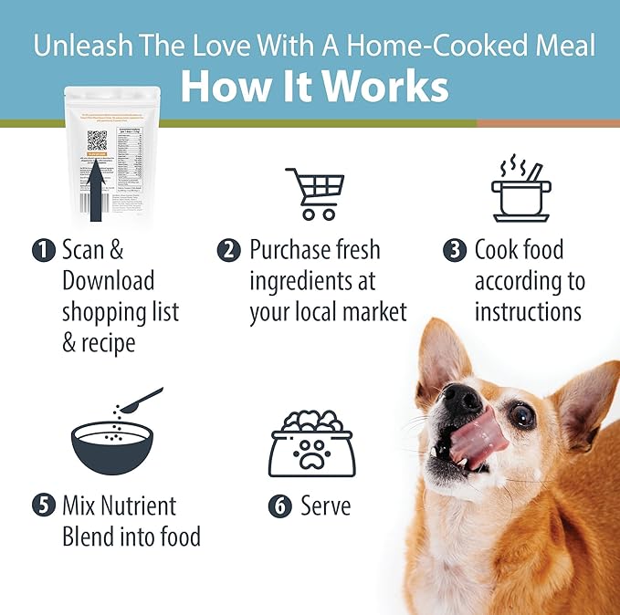 JustFoodForDogs Nutrient Blend, Supplements for Homemade Dog Food, Turkey & Whole Wheat Macaroni, DIY Fresh Pet Meals and Toppers, Human Grade, Dog Vitamins & Multivitamin Additive, 4.55oz