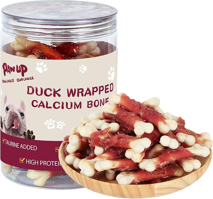 PAWUP Duck Wrapped Dog Bones, Digestible Soft-Core Bones, Natural Teeth Clean, Rawhide-Free, Healthy Dog Chews for Small Dogs, 12.5 oz