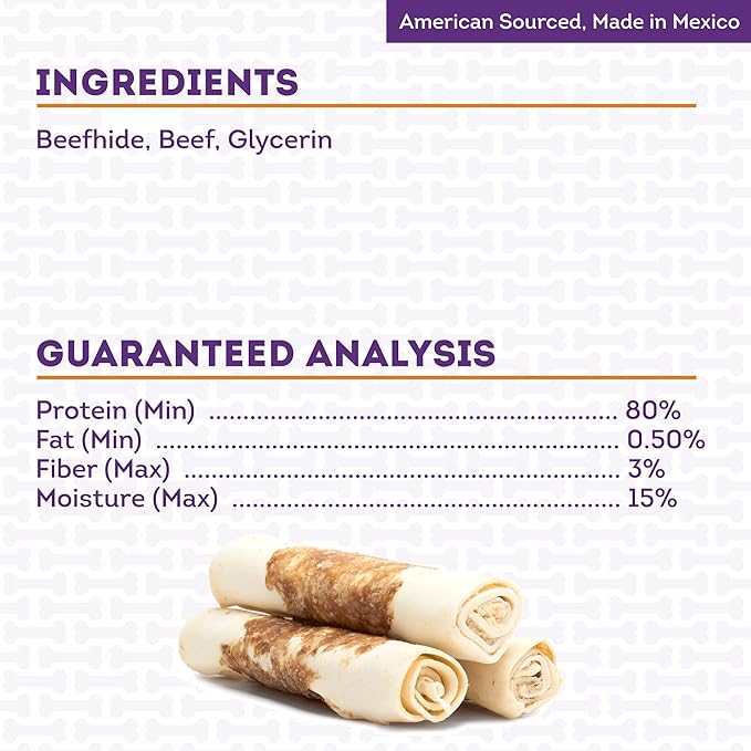 Combo Chews Beefhide Rolls 7" w/Beef Meat Wrap Dog Chew Treats - 3 Count/1 Pack