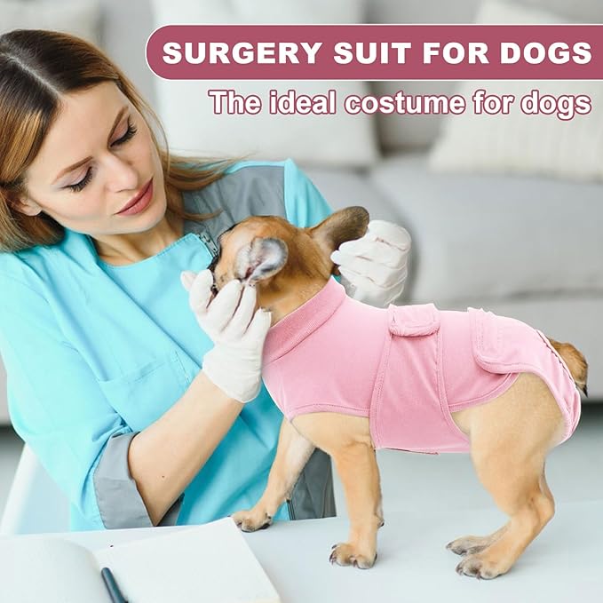 OYX Dog Surgery Recovery Suit, Adjustable Back Dog Onesie for Surgery Female Male, Recovery E-Collar & Cone Alternative Surgical Spay, Breathable Bodysuit Shirt Protect Dog's Prevent Licking, Pink M