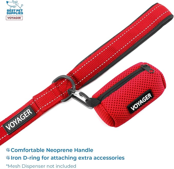 Best Pet Supplies Voyager Step-in Lock Pet Harness w Reflective Pet Leash Combo Set with Neoprene Handle 5ft - Supports Small, Medium and Large Breed Puppies/Cats - Red/Black Trim Set, XXXS