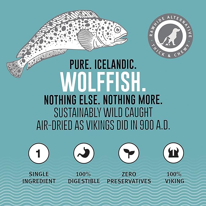 Icelandic+ Sticks & Pieces: Wolffish 9oz - Pure Fish Skin Dog Treats, Air-Dried Single Ingredient Long Lasting Chews