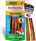 Jumbo Bully Sticks for Dogs - 100% Beef, Rich Flavor - A Thick, Easily digestible Stick for Your Large Dog and Aggressive chewers -Dog Bully Sticks for Large Dogs (12 Inch, 5 Pack)