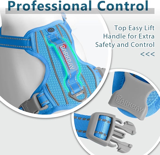 BARKBAY Dog Harness No Pull with ID Tag Pocket - Heavy Duty, Reflective, Easy Control for Small Dogs(Blue,S)
