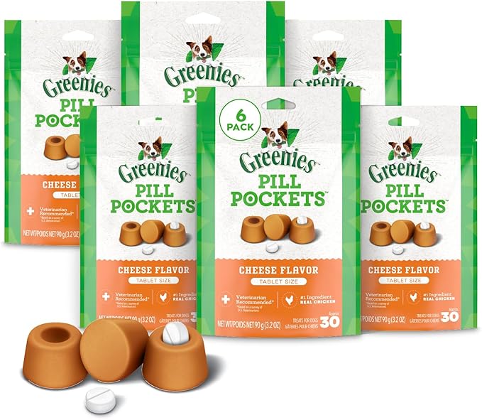 Greenies Pill Pockets for Dogs Small Size, Tablet Pill Treats for Dogs, Cheese Flavor, 3.2 oz. Pouch