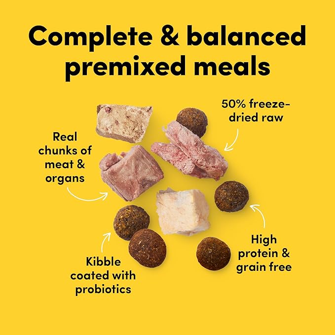 RawMix50 Chicken Organs Dog Food, 50% Freeze-Dried Raw, High Protein, Includes Kibble, No Corn or Wheat, 2lb
